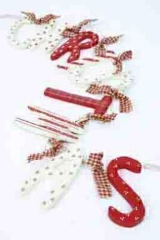 Christmas Garland or red and white wooden letters spelling out 'Christmas' by Heaven Sends. Size 62x9cm